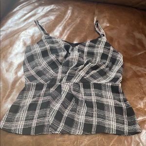 Fit and flare faux wrap top.